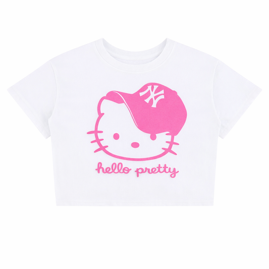 HELLO PRETTY [CROP BABY TEE]